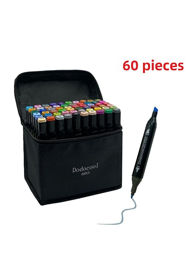 Touch Marker Art Double Tip 60 Piece Pen Set Premium Painting Pen with Bag - 1