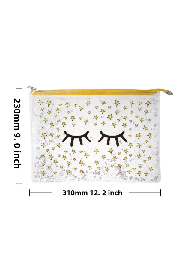 Clear A4 File - Eyelash Glitter and Watery Zipper - 5