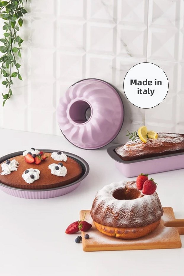 Multichef Valente 3 Piece Carbon Steel Cake Mold Set Pink