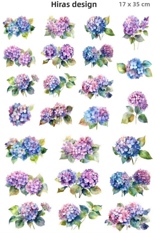 Hydrangea Flower Themed Sticker Sheet Custom Label Stickers 24pcs Stickers 17x25cm 1Page
