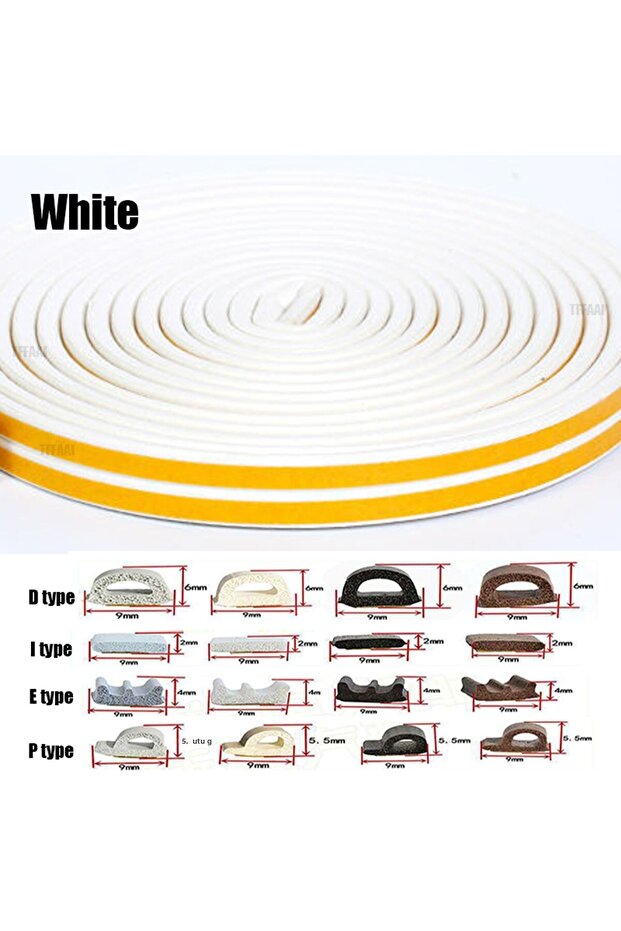 10M (32.8ft) D (9mmx6mm) White 5m/10m Weather Stripping Door Seal Strip Diep Self-adhesive Draft Sto
