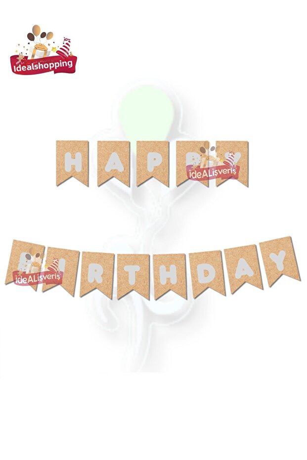 Happy Birthday Silver Leaf Banner Birthday Lettering