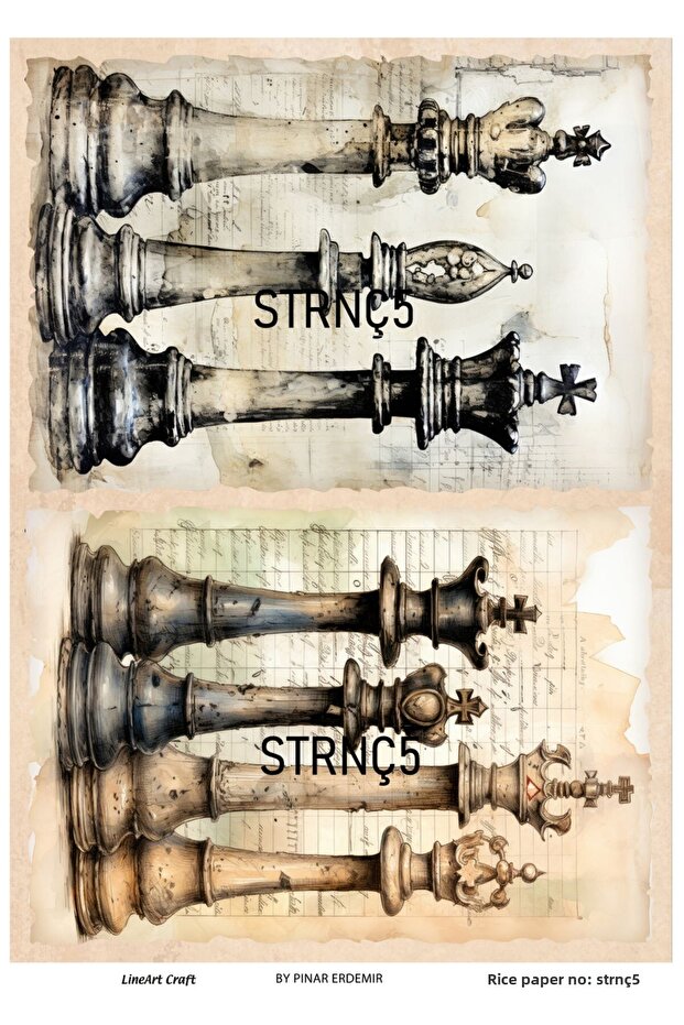 سلسلة شطرنج Strnç5 - ديكوباج بنمط نحاسي - 1