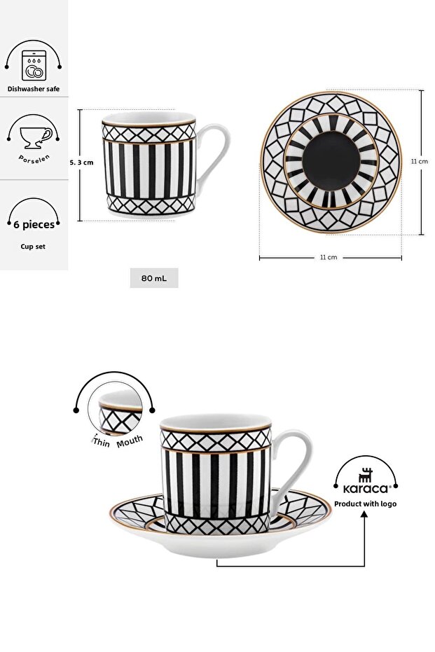 Helenistický šálek na kávu pro 6 osob 80 ml - 2