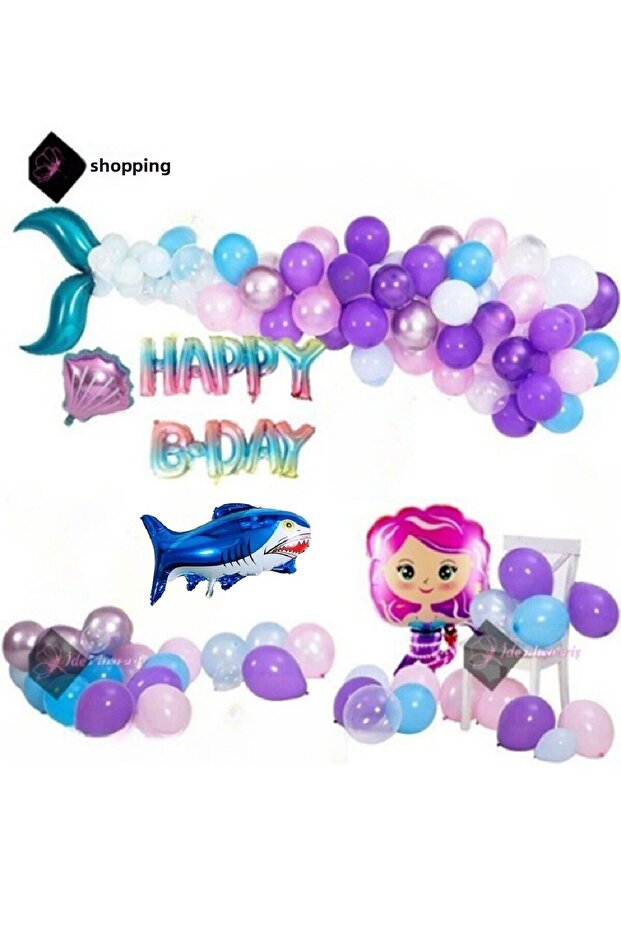 Luxury Mermaid Theme Rainbow Foil Birthday Party Decoration Set