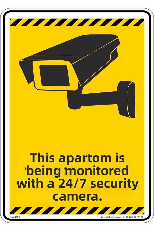 15X20Cm/Phosphorescent Composite/This Apartment Is Monitored by 24/7 Security Cameras/V2