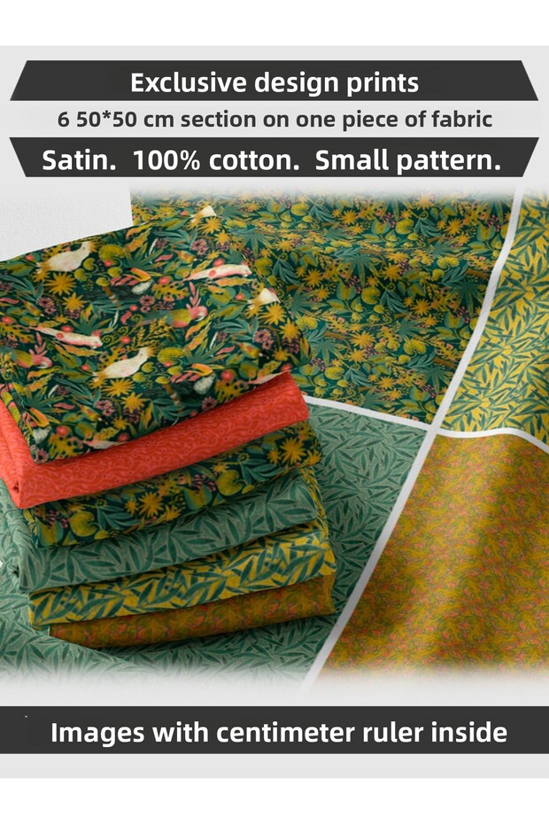 Set of 6 50x50 cm 100% Cotton Patchwork Fabric – For Sewing and Handicrafts