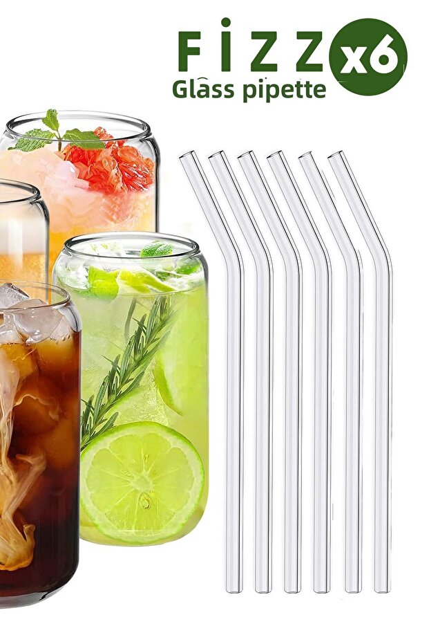 Fizz - Set of 6 Borosilicate Glass Straws