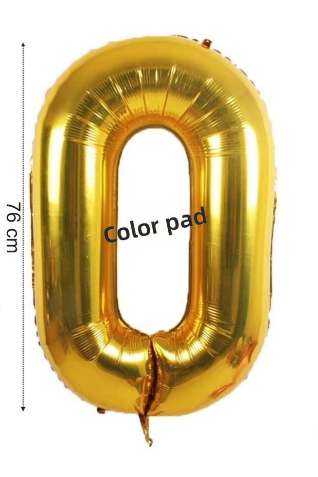 Foil Balloon 0 Number Helium Balloon 76 cm Gold Color - 0 Age Balloon - 0 Number Balloon - 34 Inch