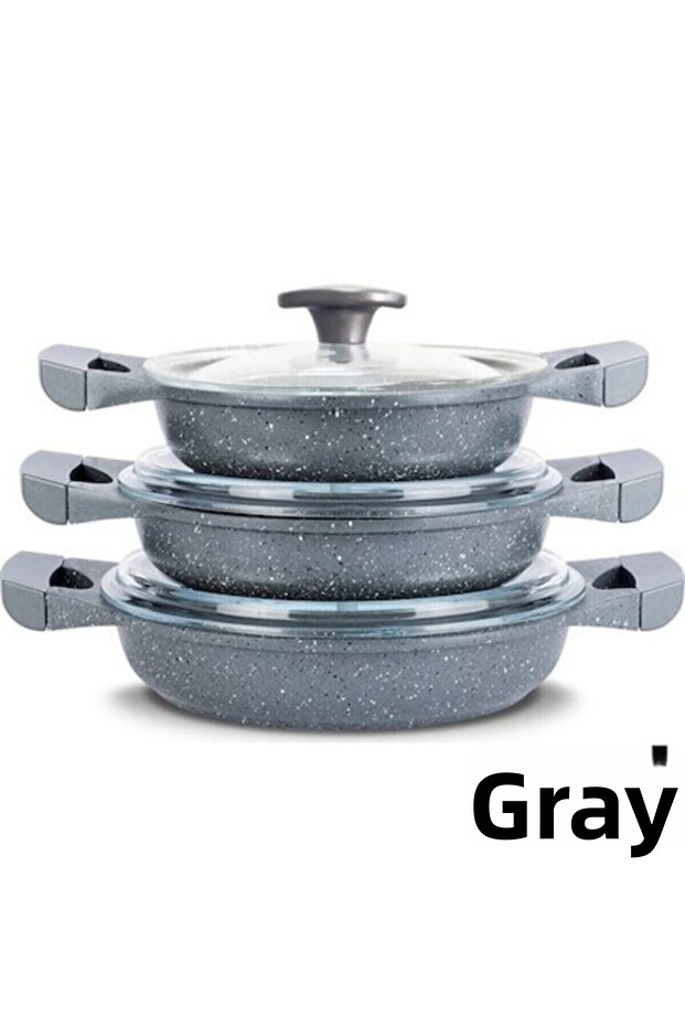 طقم طاسات صب جرانيت رمادي 6 قطع - 2