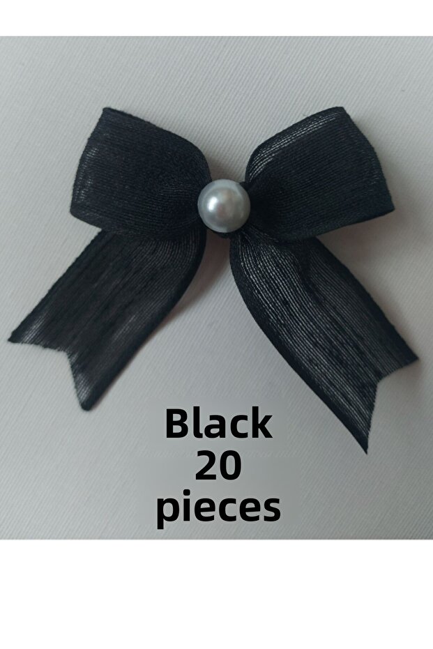 Pearl Detailed Linen Ribbon Napoli Ready-Made Bow (20 Pieces)