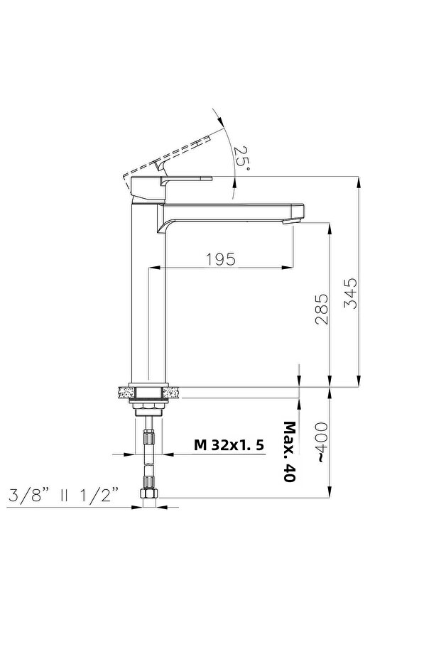 صنبور حوض لينتو طويل - كروم - 5