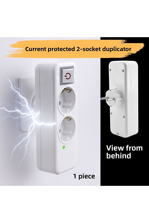 2-Piece Group Socket with Wireless Surge Protection Switched Plug Socket with Golyat Button Grounded Multi Coupler - 3