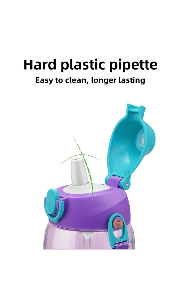 Small Size 480ml Tritan Children's Water Bottle with Case, Hanger, With/Without Straw, Two Separate Lids - 3