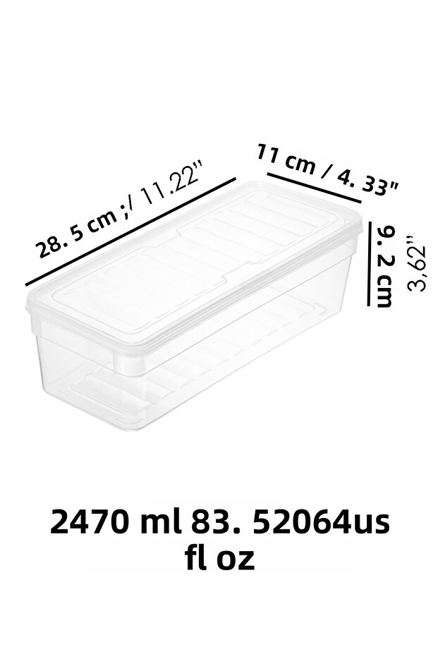 2470ml Food Preservation Container - Compatible Organizer Set of 3 Deep Microwave with Clear Lid - 6