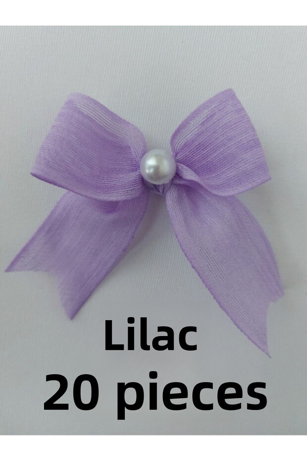 Pearl Detailed Linen Ribbon Napoli Ready-Made Bow (20 Pieces)