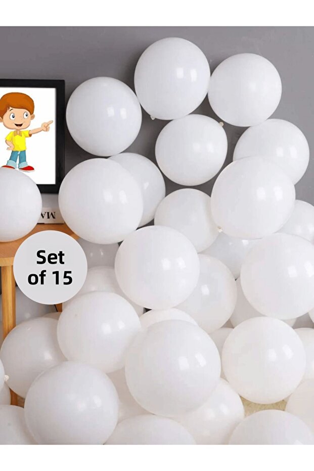 Pastel White Balloon 15 Pieces Plain Birthday Party Decoration Balloon