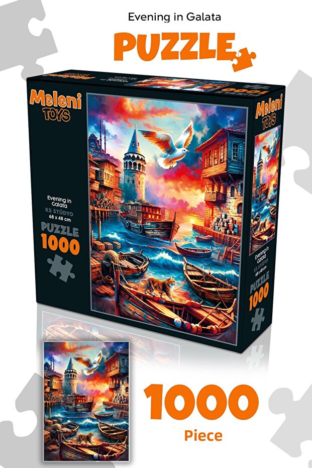 1000 Pieces Evening in Galata Puzzle - Galata Tower View Puzzle 68X48 cm