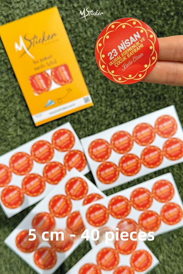 April 23 Sticker Happy April 23 Sticker Sticker 5 cm 40 Pieces Adhesive Suitable for All Surfaces