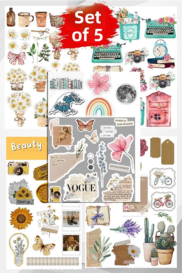 5 PIECES VINTAGE SET Planner Agenda Bullet Journal Suitable Set