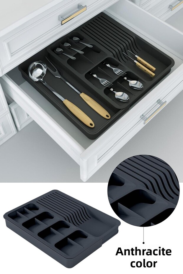 Antra Color Expandable Spoon Holder Set with Sliding Slide - Drawer and Knife Holder - 1