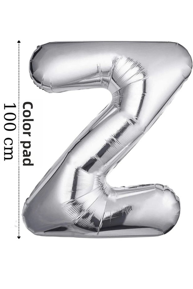 Foil Balloon Letter Z Helium Balloon 100 cm Silver Color - Letter Z Balloon - Letter Foil Balloon - 40 Inch