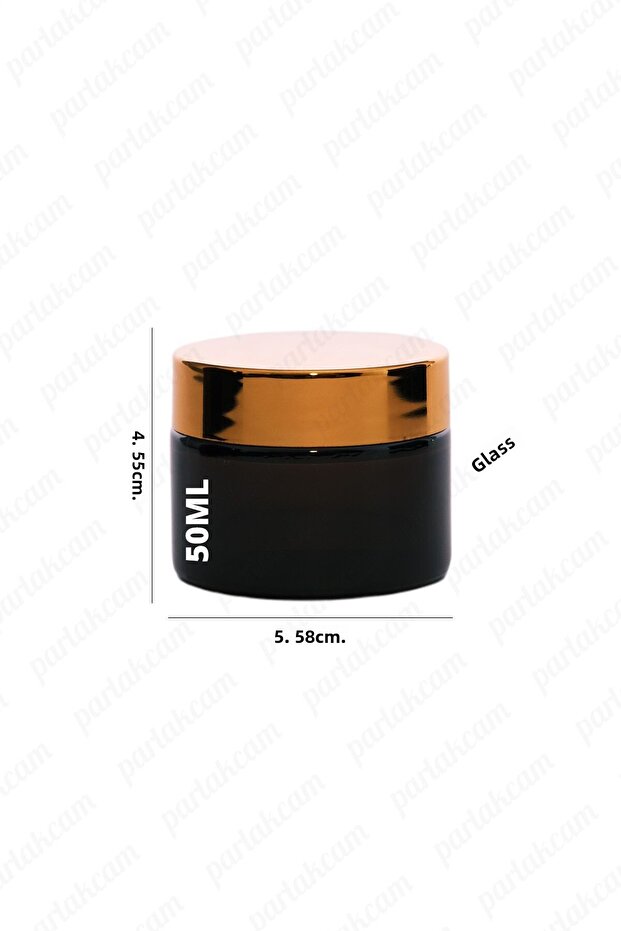 50ml amber cream jar glass cream box with shiny gold lid 50cc glass jar (1 piece)