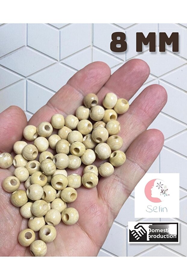 Wooden Beads 8 mm 100 Gr Varnished (0Rt 330-400 Pieces)