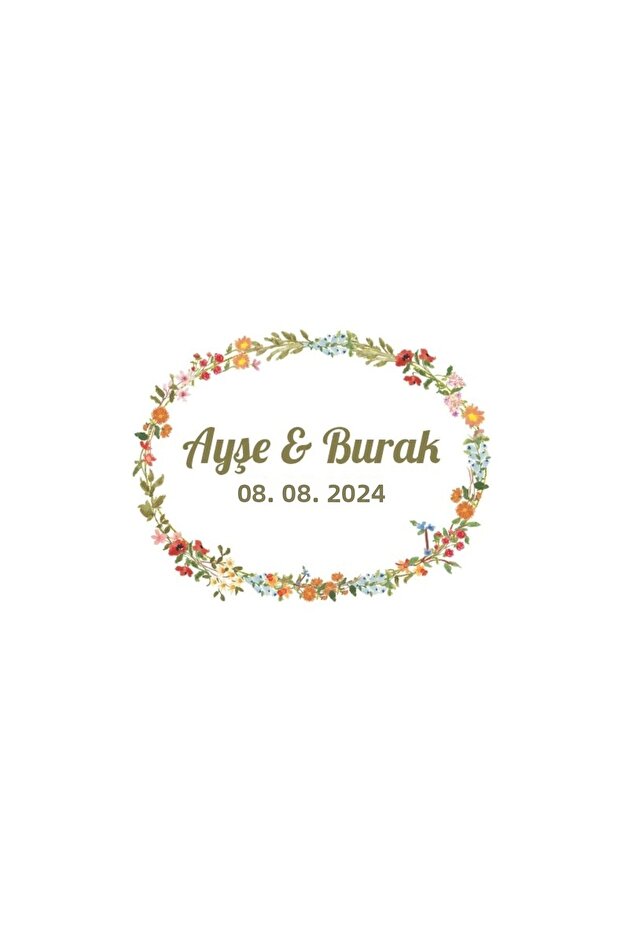 Round Sticker with Cone and Fruit Henna Engagement Wedding 3X3Cm Custom Sticker / 50Pcs Sticker