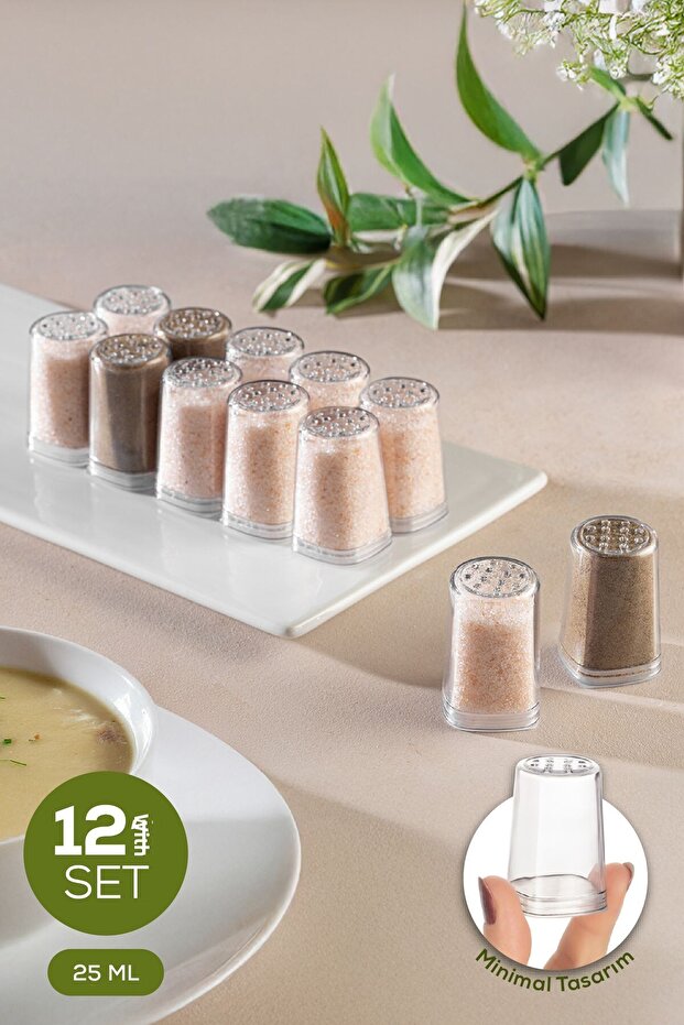 Set of 12 Mini Salt and Pepper Shakers Transparent