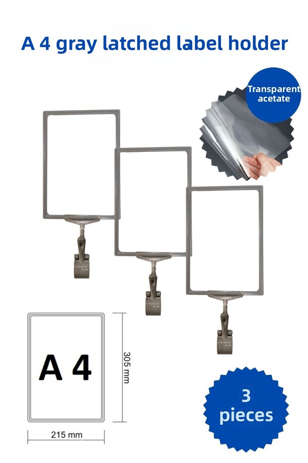 3 Pcs Gray A4 Latch Price Tag Basket Tag Framed Price Tag Donkey Hanging Tag