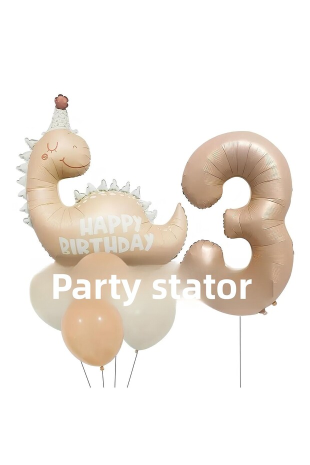Retro Dinosaur 3 Years Old Balloon Set Bohemian Colors Dinosaur Concept Birthday Balloon Retro Balloon Set