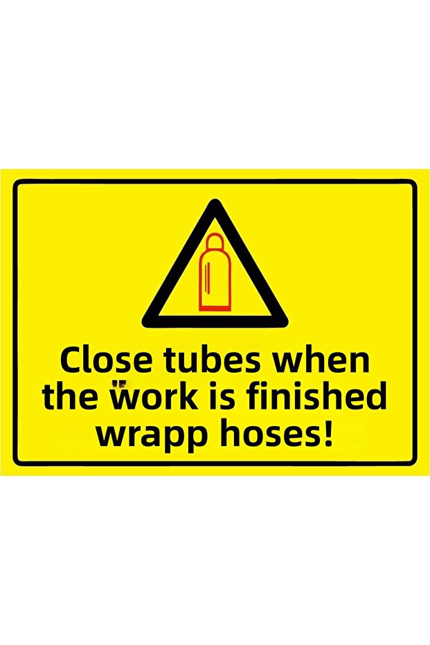 When the Work Is Done, Close the Pipes and Wrap the Hoses! Isg Warning Sign Pvc A3 30X42 cm