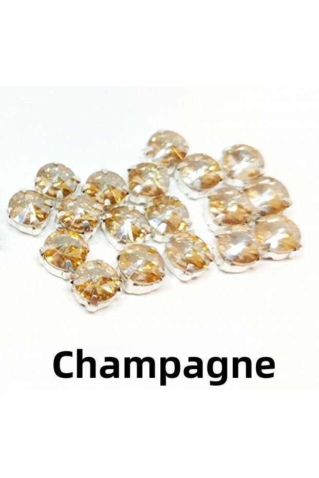 8 mm Case Planted Glass Stone Champagne 50 Pieces