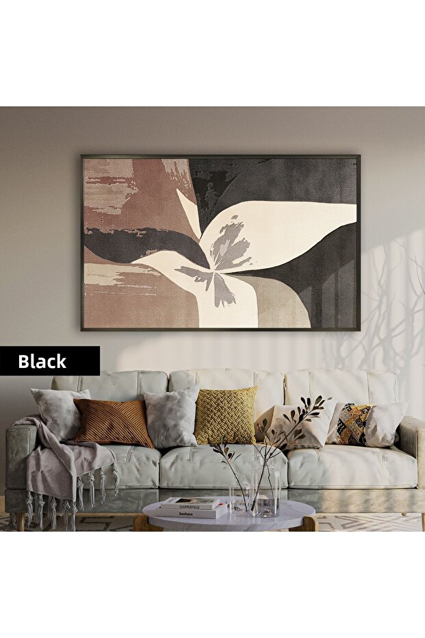 Amazing | Coffee Contrast Abstract Flower Model (Flower) | Framed Tempered Glass Table Single Horizontal