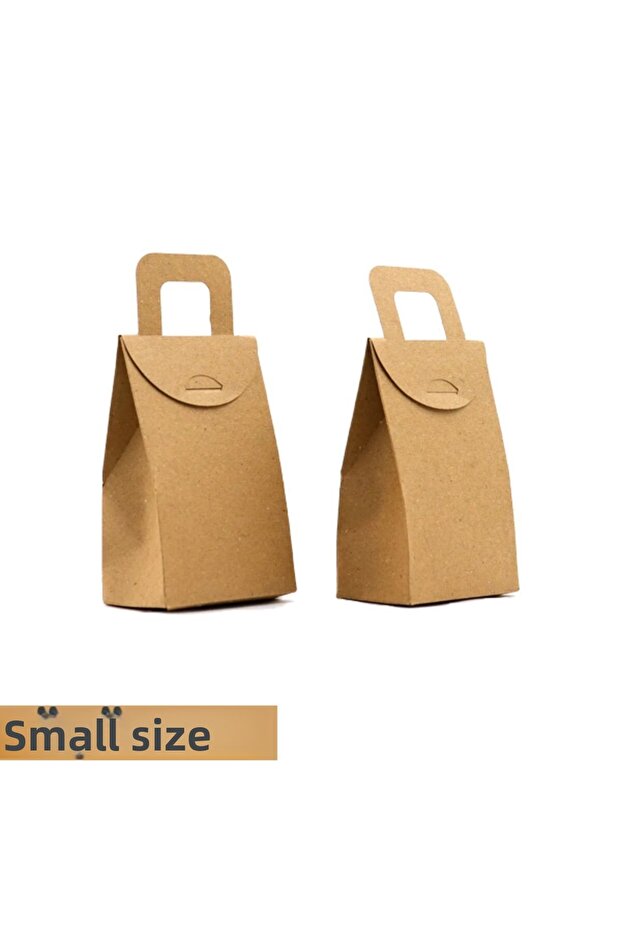 Bag with Handle Small Size 25 Pieces Kraft Bag Kraft Bag with Handle Cookie Box Henna Kraft Bag