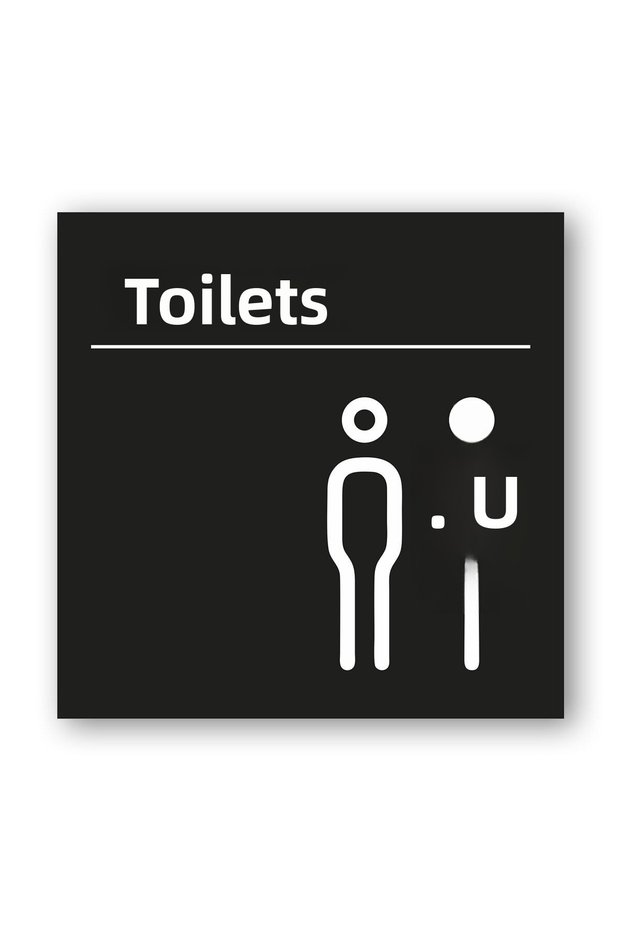Women - Men Wc Toilet Door Warning Direction Sign - Black