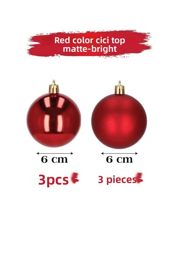 Brs-1649 Christmas Ball Decoration 6 cm 6 Pieces Red Matte-Glossy