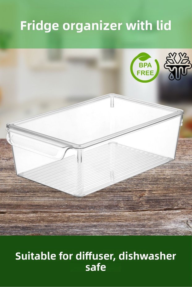 Refrigerator Organizer with Lid, Refrigerator Storage Container, In-Cabinet Organizer 6500 ml