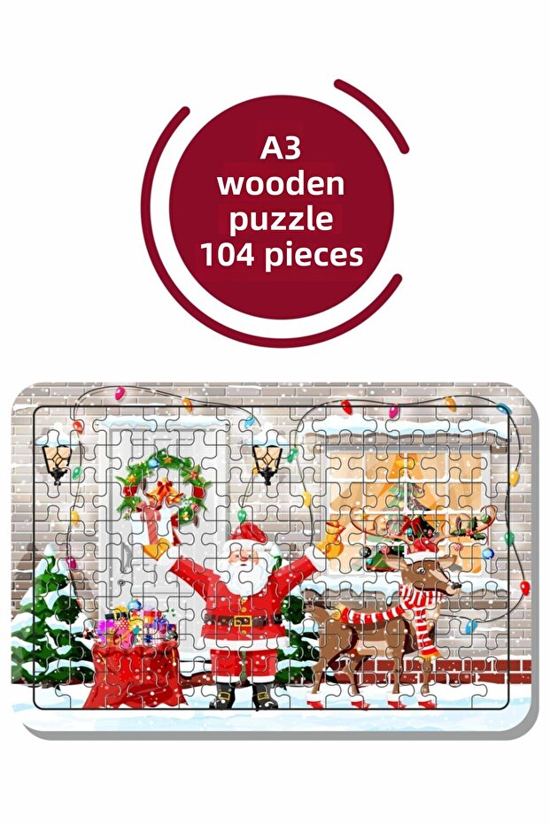 Santa Claus And Deer A3 104 Piece Puzzle, Toy, Jigsaw