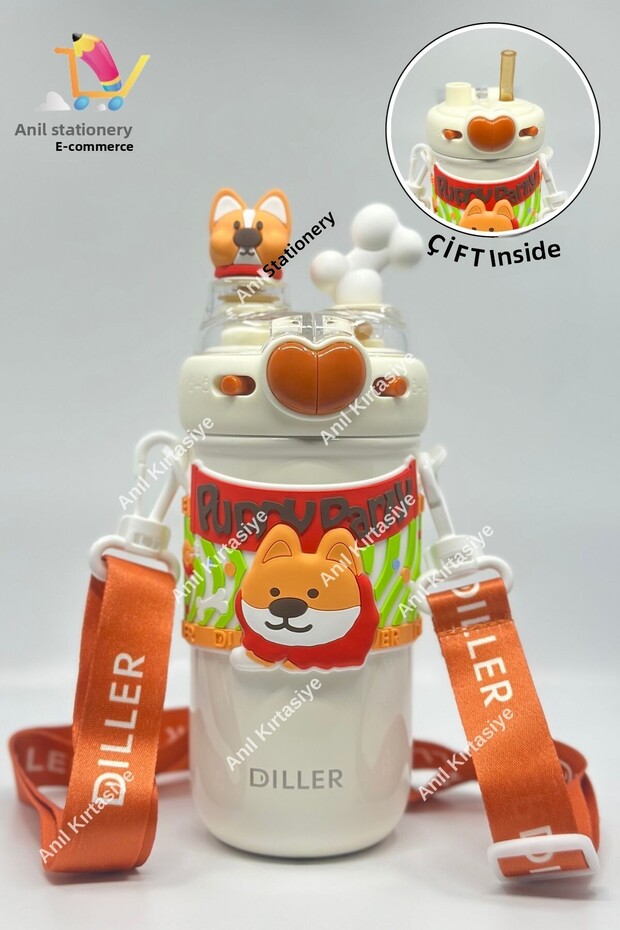 520 ml Steel Thermos - Languages Cute and Double Lid Dog