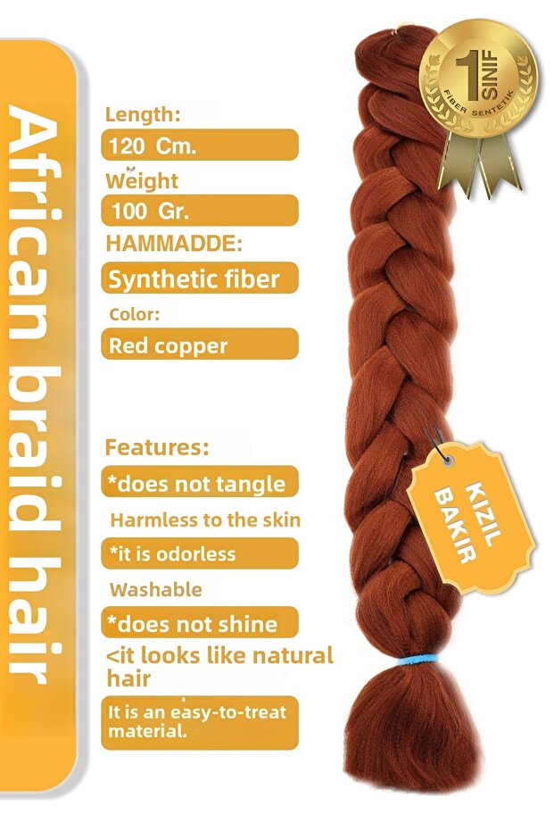 Red Copper Fiber Synthetic Hair for African Braid Rasta and Box Braid