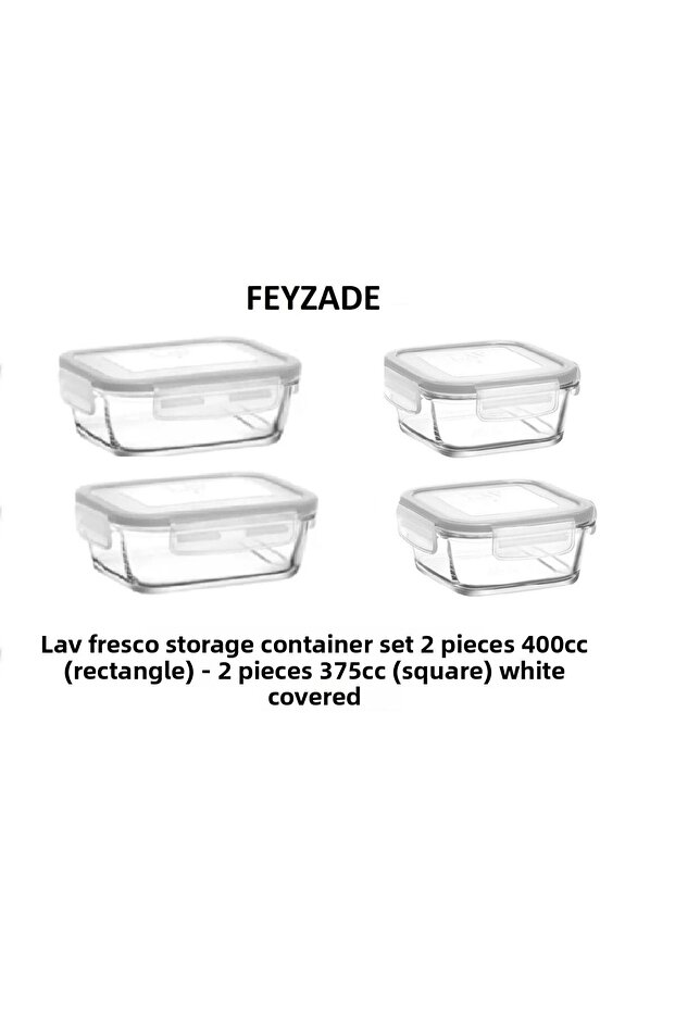 FEYZADE FRESCO طقم حاوية تخزين مستطيلة 2 قطعة 400 سم مكعب و2 قطعة مربعة 375 سم مكعب