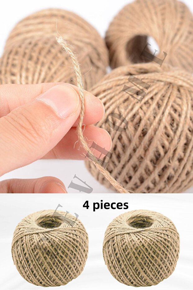 4 Pieces 100 MtJute String Whip String Hessian String Linen String - Wicker String Ornament Hobby Handcrafted Ornament Jute String - 2