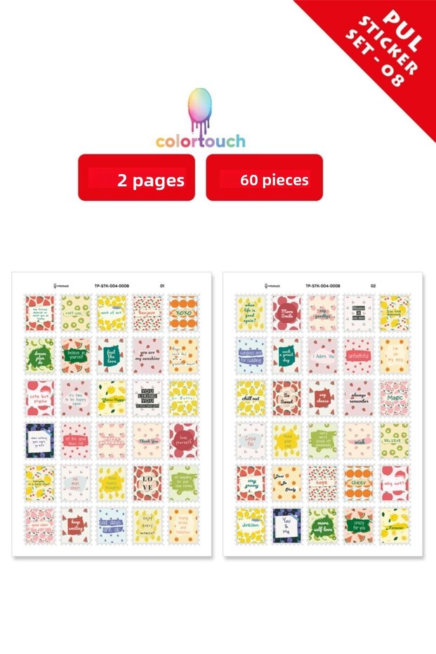60 Pieces Stamp Shaped Sticker Label Set (2 Pages A5 Size)