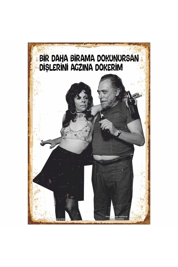 Bukowski and Beer Home Decoration Painting Retro Wooden Poster