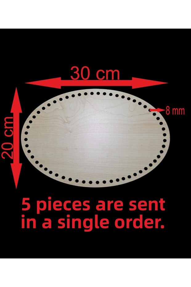Wooden Oval 30X20 cm 5 Pcs Bamboo Tray Mesh Plate Supla Perforated Coaster Crochet Base Craft Basket Base