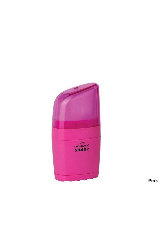 مبراة أقلام مع ممحاة مزدوجة حادة باللون الوردي - 1