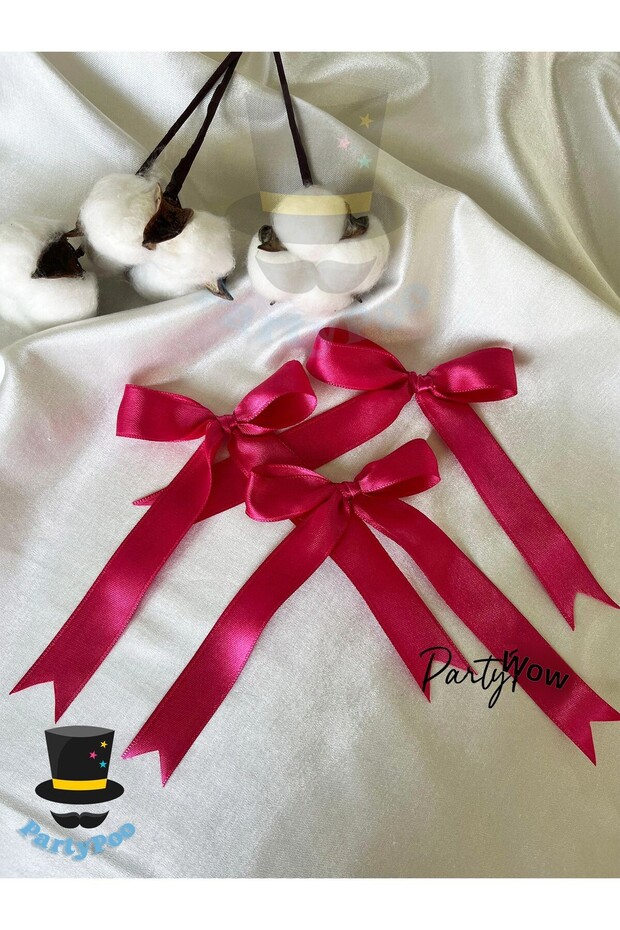 Fuchsia Satin Ribbon Bow 10 Pieces Large Size