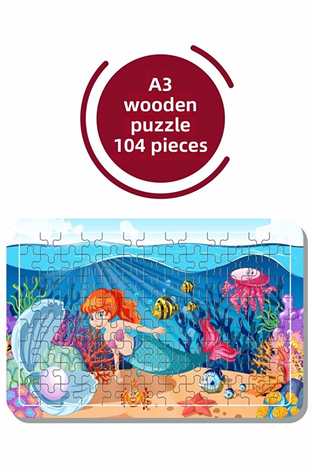 Mermaid and Sea Creatures A3 104 Piece Puzzle, Toy, Jigsaw